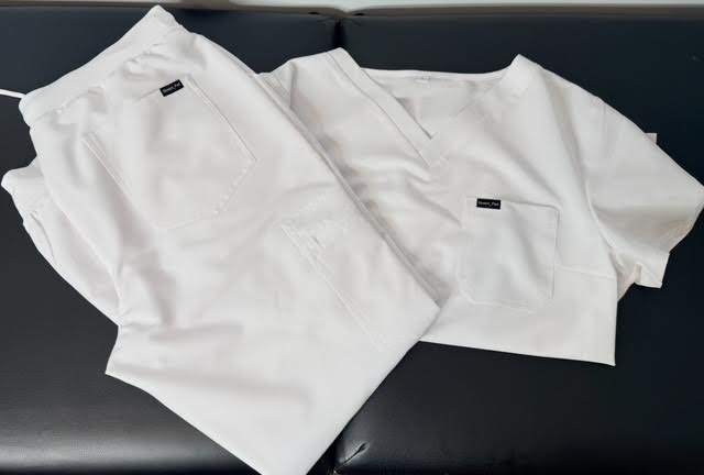 Women's Delta White Scrub Top