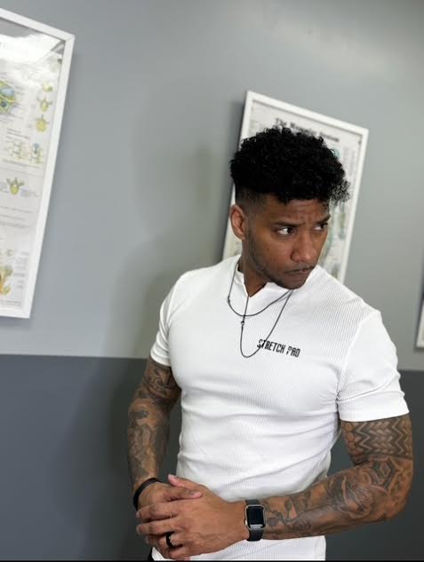 Men's White Short Sleeve Small V-cut T-shirt