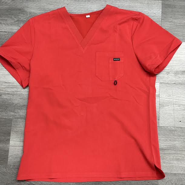 Red Alpha Scrub Top