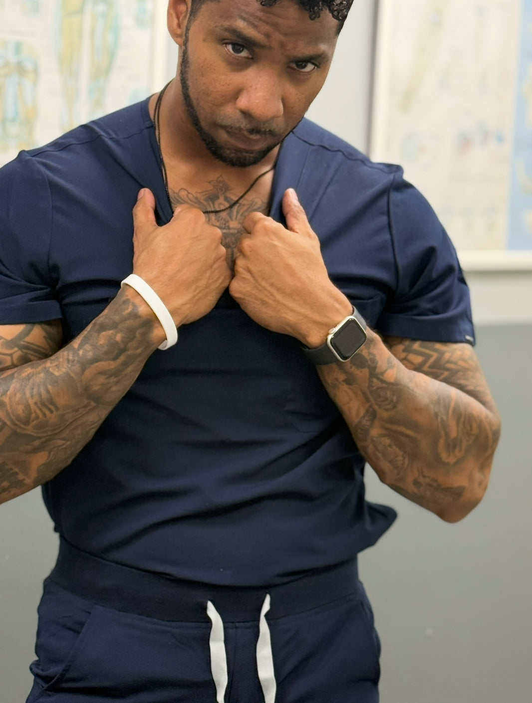 Men’s Navy Blue Scrub Top