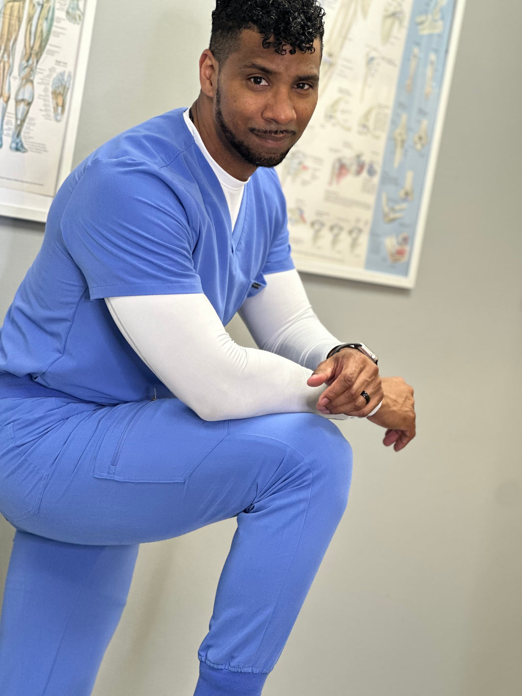 Men's Ceil Blue Beta Scrub Top