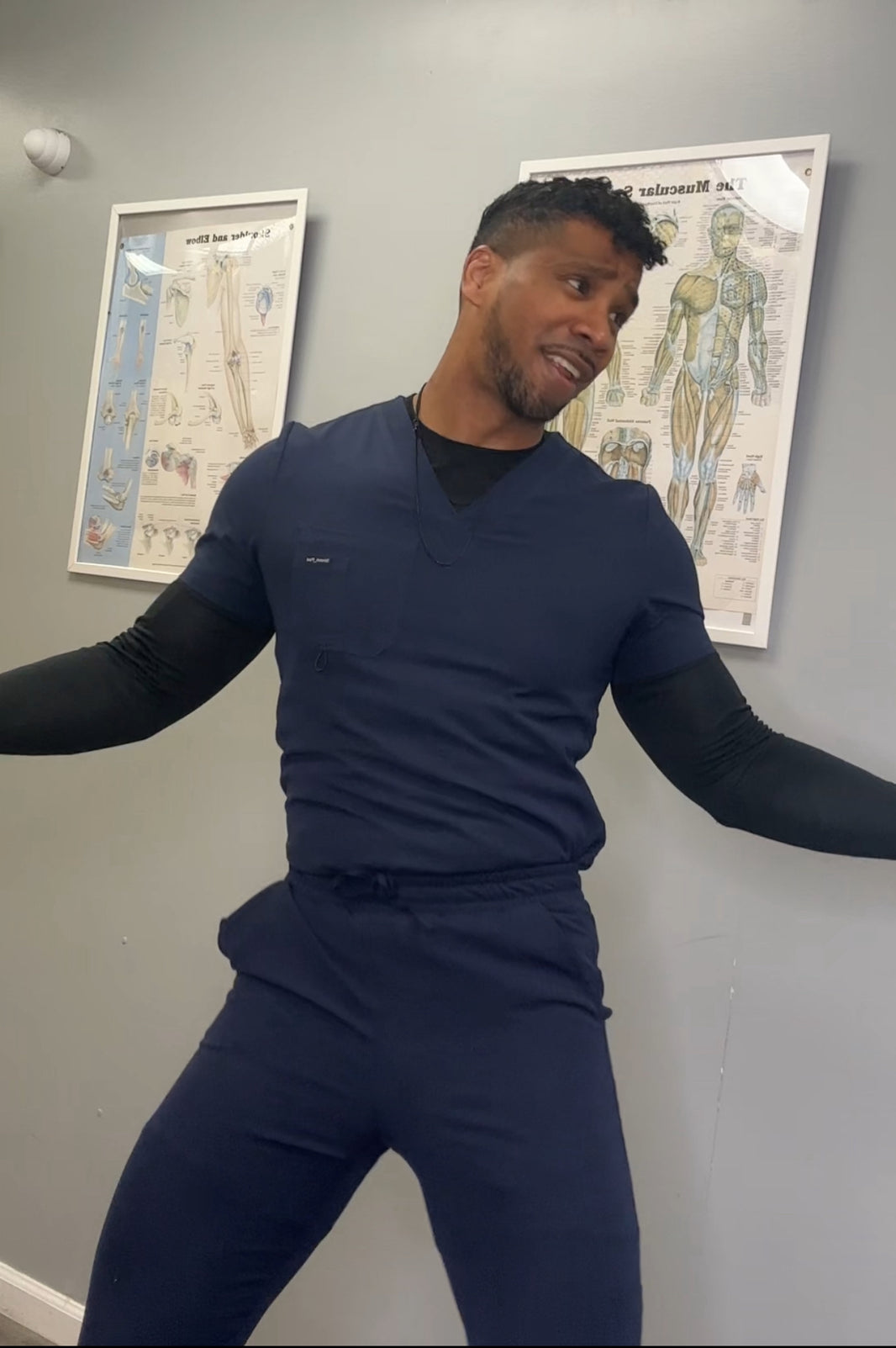 Men's Navy Blue Alpha Scrub Top