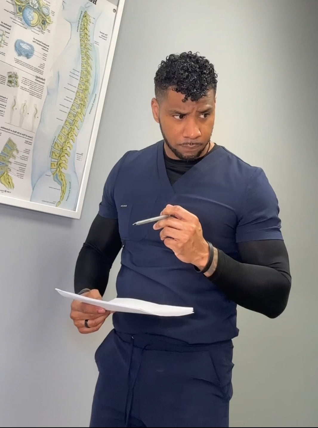 Men's Navy Blue Alpha Scrub Top