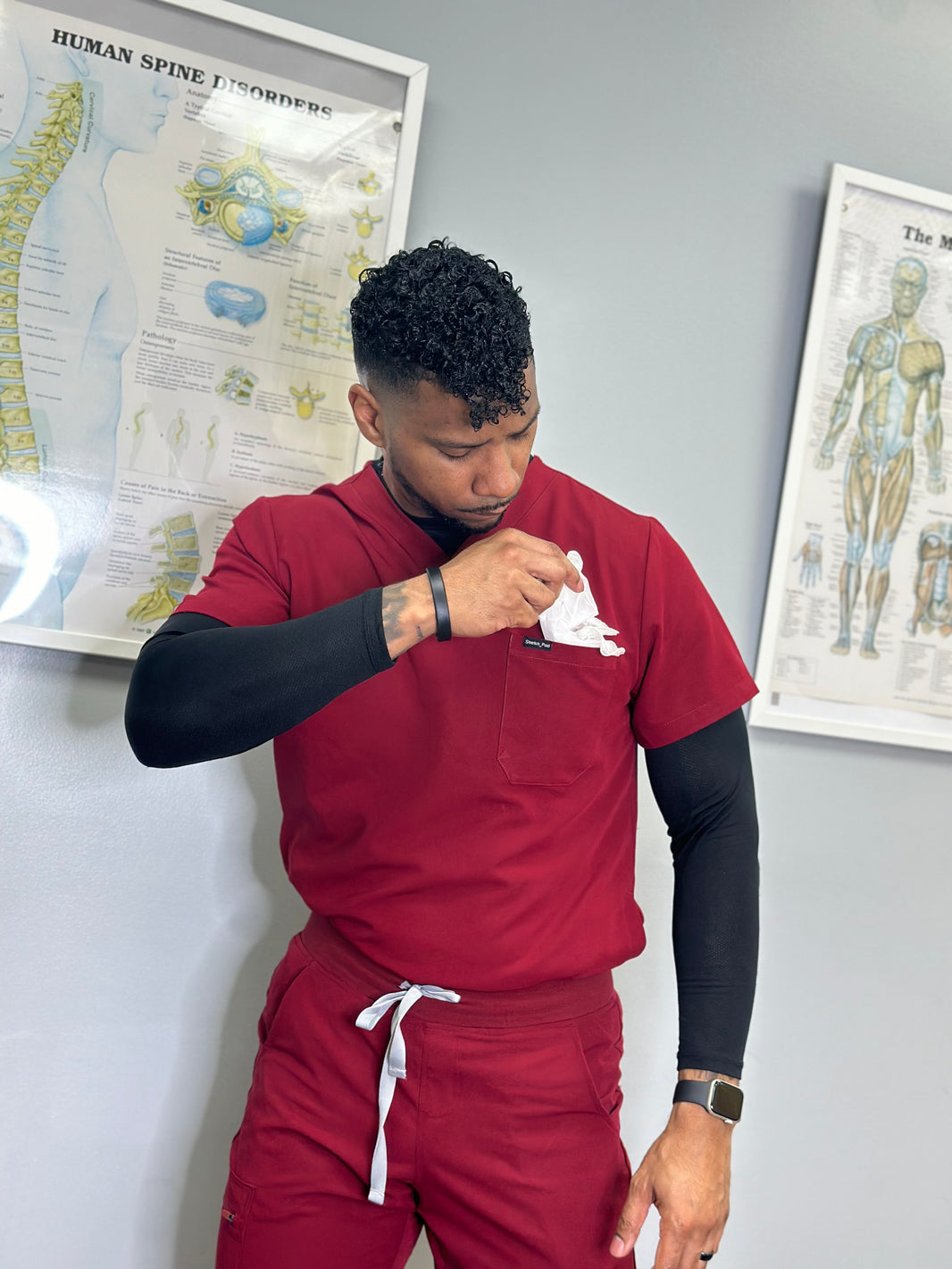 Men's Burgundy Beta Scrub Top