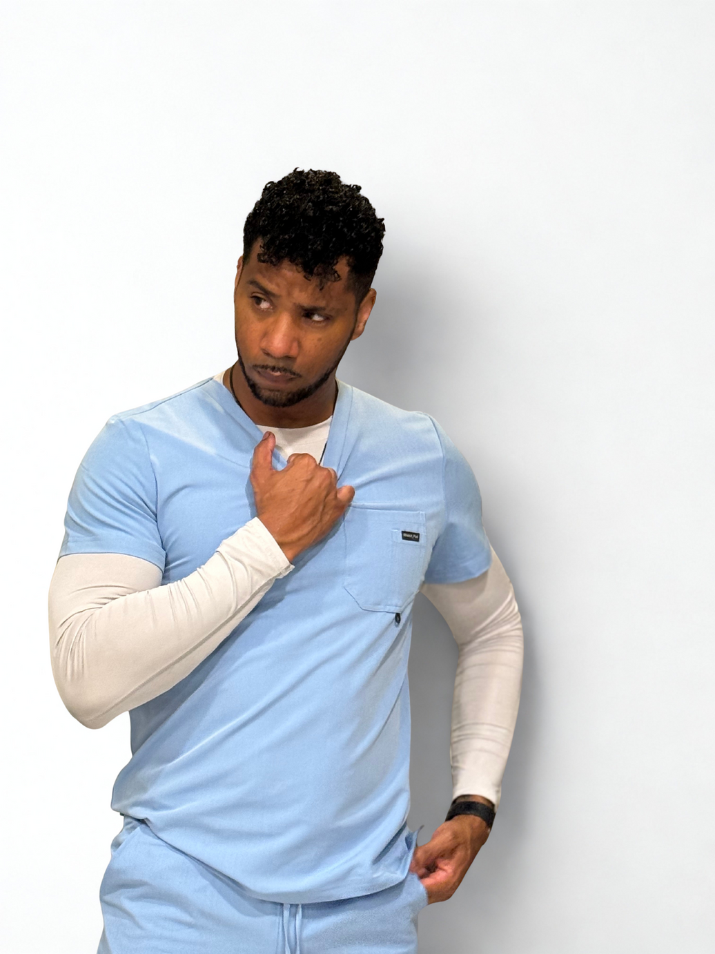 Men's Alpha Ceil Sky Blue Scrub Top