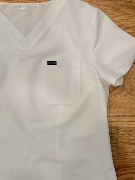 Women's Delta Style White Scrub Top